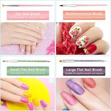 TOCOLES Nail Art Brushes 9PCS Nail Brush Set with Liner Brush and Dotting Pens for Home and Professional Salon Use