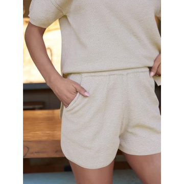 LILLUSORY Women's Summer Knit Lounge Set for Comfort