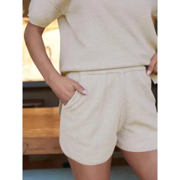LILLUSORY Women's Summer Knit Lounge Set for Comfort