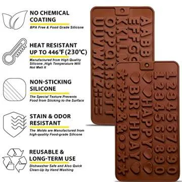 Anaeat Silicone Letter and Number Molds for Baking