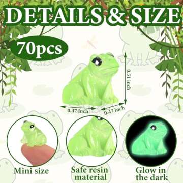 Shappy 70 Resin Mini Frogs Miniature Figurines Animals Glow in The Dark Tiny Frogs for Garden Landscape Micro DIY Ornament Accessories Home Decor