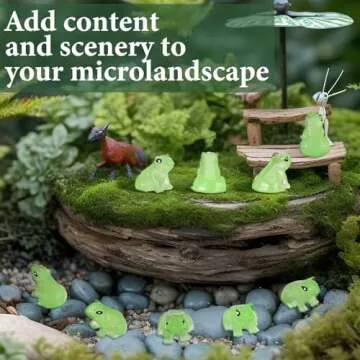 Shappy 70 Resin Mini Frogs Miniature Figurines Animals Glow in The Dark Tiny Frogs for Garden Landscape Micro DIY Ornament Accessories Home Decor