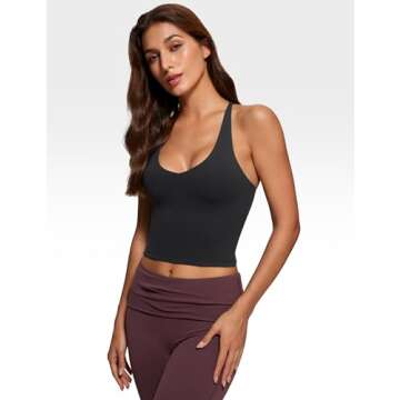 INGIA Womens V Neck Tank Top - Chic Casual Crop Top