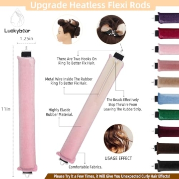 Luckybear Jumbo Heatless Curler for Effortless Curls