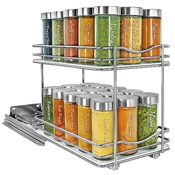 LYNK PROFESSIONAL® Pull Out Spice Rack Organizer for Inside Kitchen Cabinets - 6-1/4 inch Wide - Sl...