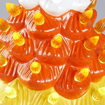 Ceramic Tabletop Tree for Halloween, Thanksgiving - Candy Corn Large