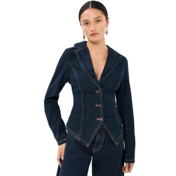 Lioness Women's Banks Crop Blazer - Stylish Indigo Denim Overshirt