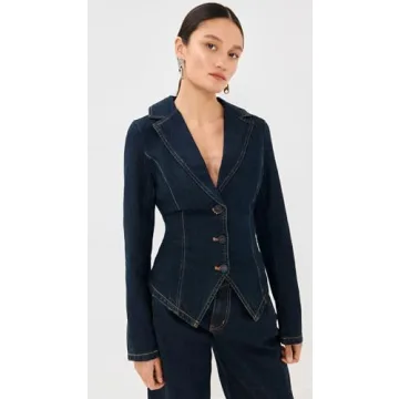 Chic Lioness Women's Banks Crop Blazer - Indigo Denim