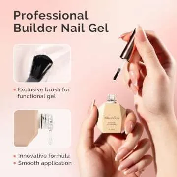 MelodySusie Builder Nail Clear Base Gel Builder Gel for Nails Thickening, Soak Off UV Gel,Extension Gel Rhinestone Nail Glue Gel in a Bottle for Nail Art Design Gift for Women