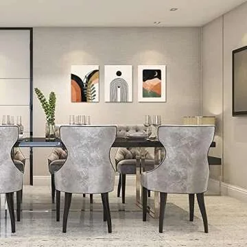 Boho Wall Art Set Of 3，Boho Room Decor, Mid Century Modern Wall Art，Neutral Abstract Geometric Prints Black Beige Orange Minimalist Art Framed Canvas Prints Artwork 12 X 16 Ready To Hang For