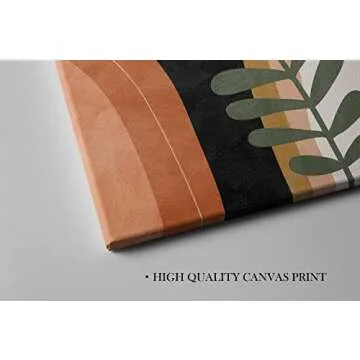 Boho Wall Art Set Of 3，Boho Room Decor, Mid Century Modern Wall Art，Neutral Abstract Geometric Prints Black Beige Orange Minimalist Art Framed Canvas Prints Artwork 12 X 16 Ready To Hang For