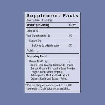 Dream Dust by Moon Juice - Tranquil Rest - Natural Adaptogenic Powder Supplement - Ashwagandha, Chamomile, Jujube, Polygala & Schisandra - Vegan, Non-GMO, Gluten-Free (1.5oz)