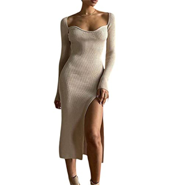 NUFIWI Women Rib Knit Midi Dress - Stylish & Comfortable