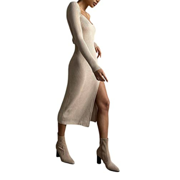 NUFIWI Women Rib Knit Midi Dress - Stylish & Comfortable