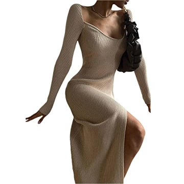 NUFIWI Women Rib Knit Midi Dress - Stylish & Comfortable