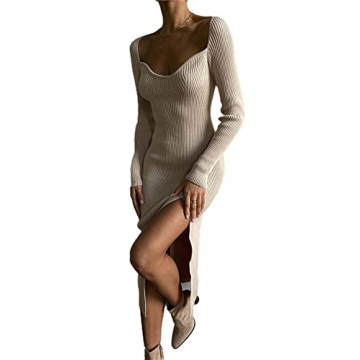 NUFIWI Women Rib Knit Midi Dress - Stylish & Comfortable