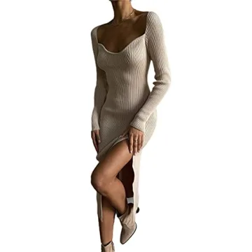 NUFIWI Women Rib Knit Midi Dress - Stylish & Comfortable
