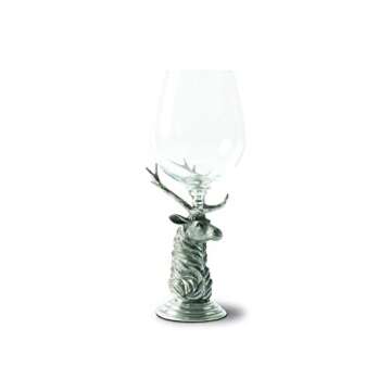 Vagabond House Artisan Pewter Elk Stem Bordeaux Glass - Heirloom Quality 21 oz.