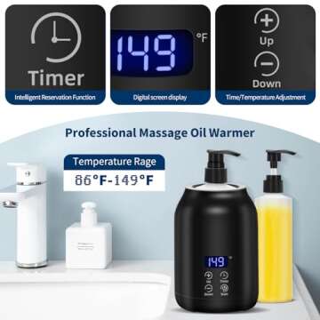 Massage Oil Warmer, Yofuly Electric Massage Oil Digital Heater with Two Oil Bottles, Portable Body L...