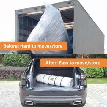 Foam Mattress Vacuum Bag (Queen/Full/Full XL) with Straps and 5 Name Tag Stickers, Moving, Sealable ...