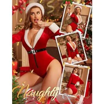 RSLOVE Christmas Lingerie Sexy Santa Teddy Bodysuit