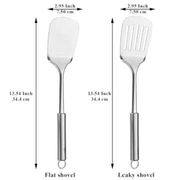 Stainless Steel Spatulas Set, ReaNea Silver Slotted Turner, Solid Turner, Heavy Duty Sturdy Kitchen ...