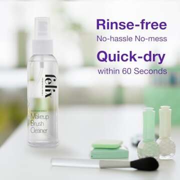 Felix Professional Makeup Brush Cleaner - Deep clean Rinse Free Quick Dry - Ideal for Cleaning and O...