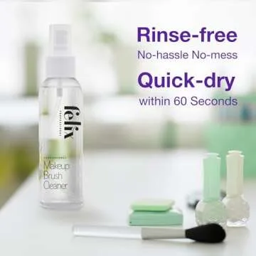 Felix Professional Makeup Brush Cleaner - Deep clean Rinse Free Quick Dry - Ideal for Cleaning and O...