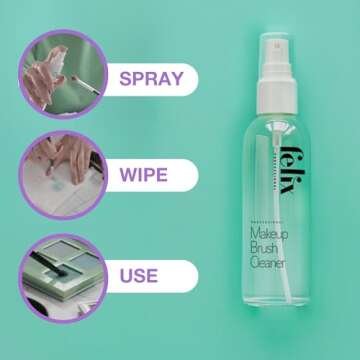 Felix Professional Makeup Brush Cleaner - Deep clean Rinse Free Quick Dry - Ideal for Cleaning and Odorizing Natural and Synthetic Make-up Brushes (4 Fl oz)