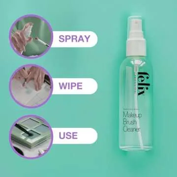 Felix Professional Makeup Brush Cleaner - Deep clean Rinse Free Quick Dry - Ideal for Cleaning and Odorizing Natural and Synthetic Make-up Brushes (4 Fl oz)
