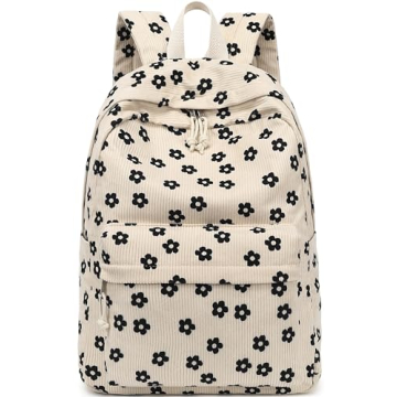 Bluboon School Backpack for Teen Girls - Stylish Corduroy Floral Daypack