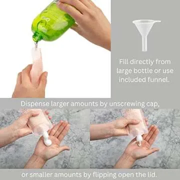 BORSALI Travel Bottles for Toiletries, TSA Approved 3 oz Travel Size Containers for Liquids, Flat Refillable Empty Squeeze Pouches for Shampoo & Conditioner, 18 Piece Set with TSA Approved Bag - Taupe