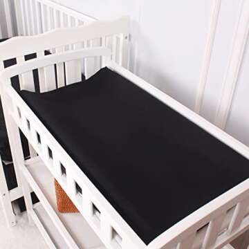 CaSaJa Black Diaper Changing Pad Cover with Strap Holes Set of 3, Snug Fit 4-Sided Contoured Changin...