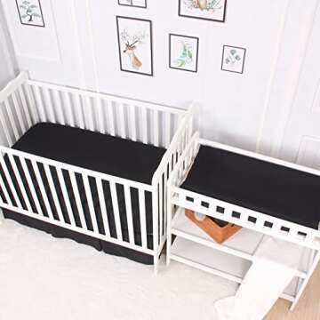 CaSaJa Black Diaper Changing Pad Cover with Strap Holes Set of 3, Snug Fit 4-Sided Contoured Changing Table Pad 16x31 16x32, Fitted Change Pad Sheet for Baby Boy, 100% Silky Soft Microfiber