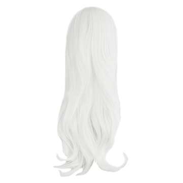 MapofBeauty 28" 70cm Long Curly Hair Ends Costume Cosplay Wig (White)