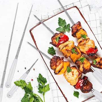 Uiifan 8 Pcs Marshmallow Roasting Sticks Extendable 30 Inch Long Smores Sticks BBQ Skewers for Grilling Roasting Forks with Wooden Handle Hot Dog Camping Skewers Campfire Accessories for Fire Pit