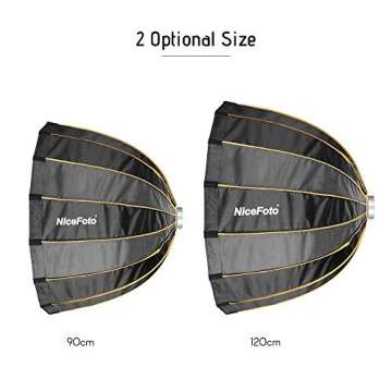NiceFoto LED 35inch/90cm Quick Set-up Folding Deep Parabolic Umbrella Softbox Photography Studio SoftBox with Grid Carry Bag 90cm for Photo Studio Lighting Flash for Nicefoto,falconeyes