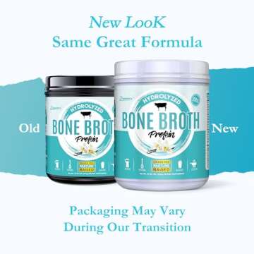 Zammex Bone Broth Protein Powder, Pure Grass Fed Beef, Vanilla Protein Powder,Hydrolyzed Collagen Su...