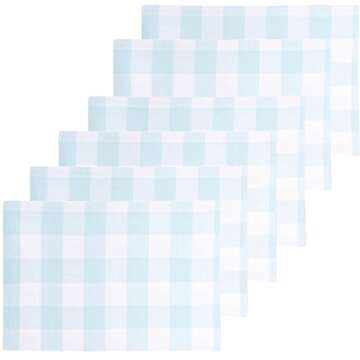 C&F Home Franklin 13'' X 19'' Buffalo Check Gingham Plaid Woven Fountain Light Blue Cotton Reversible Machine Washable Placemat Set of 6 Rectangular Placemat Set of 6 Light Blue