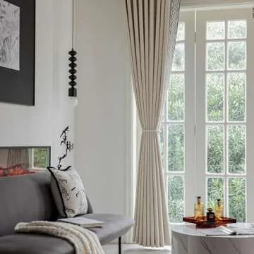 Elegant Cream Cotton Linen Blackout Curtain Panels