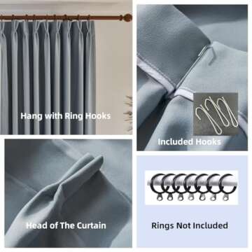 VisionaryHomeDesign Cream Cotton Linen Curtain Panels with Embroidered Design, Pinch Pleat Curtains, Blackout Curtains for Sliding Patio Doors Bedroom 2Panels(50‘’W x 108‘’L)