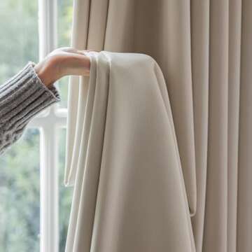 VisionaryHomeDesign Cream Cotton Linen Curtain Panels with Embroidered Design, Pinch Pleat Curtains, Blackout Curtains for Sliding Patio Doors Bedroom 2Panels(50‘’W x 108‘’L)