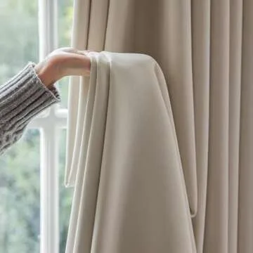 Elegant Cream Cotton Linen Blackout Curtain Panels