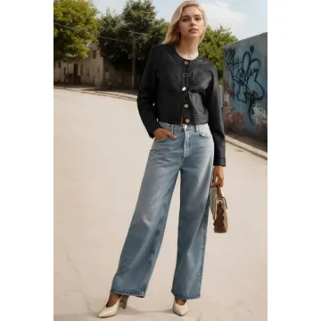 LifeShe Faux Leather Jackets Women Button Down Cropped Moto Biker PU Outerwear Coat Fall Fashion Outfits