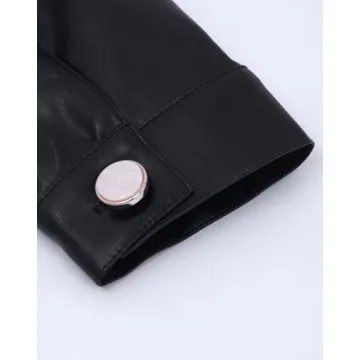 LifeShe Faux Leather Jackets Women Button Down Cropped Moto Biker PU Outerwear Coat Fall Fashion Outfits