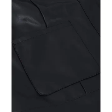 LifeShe Faux Leather Jackets Women Button Down Cropped Moto Biker PU Outerwear Coat Fall Fashion Outfits