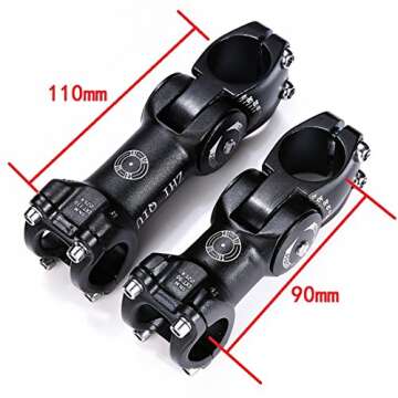 ZHIQIU -60-+60 Degree 90mm 100mm 110mm Adustable Stem Bike Fork Extender Bicycle Handlebar Rise Clamp Adaptor MTB Road Fixed Gear Aluminium Alloy Head Up Adapter Flexible (28.6MM*31.8MM-90MM)