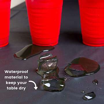 Premium Plastic Disposable Tablecloths - Roll of 12 Black Covers - Durable 54" x 108" Rectangle Table Cloth for Parties, Holidays. Used for Dinners, Weddings, Thanksgiving, potlucks, Craft and More!