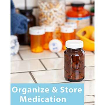 JUVITUS 2.5 oz / 75 ml Amber Glass Wide Mouth Packer Bottle with White Ribbed Lid (Pack of 12)