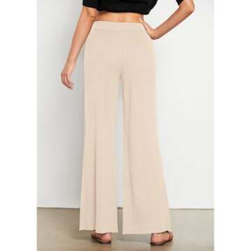 GRAPENT Cute Pants for Women Fall Outfits Women Trendy Women Loose Pants High Waisted Wide Leg Pants for Women Womens Wide Leg Pants High Waist Light Beige Size Large US Size 12 to Size 14